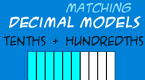 Decimal models - tenths and hundreths - matching game