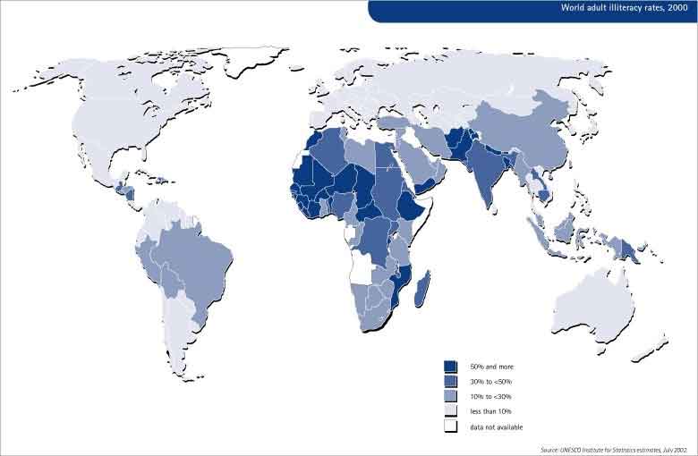 world literacy rate map